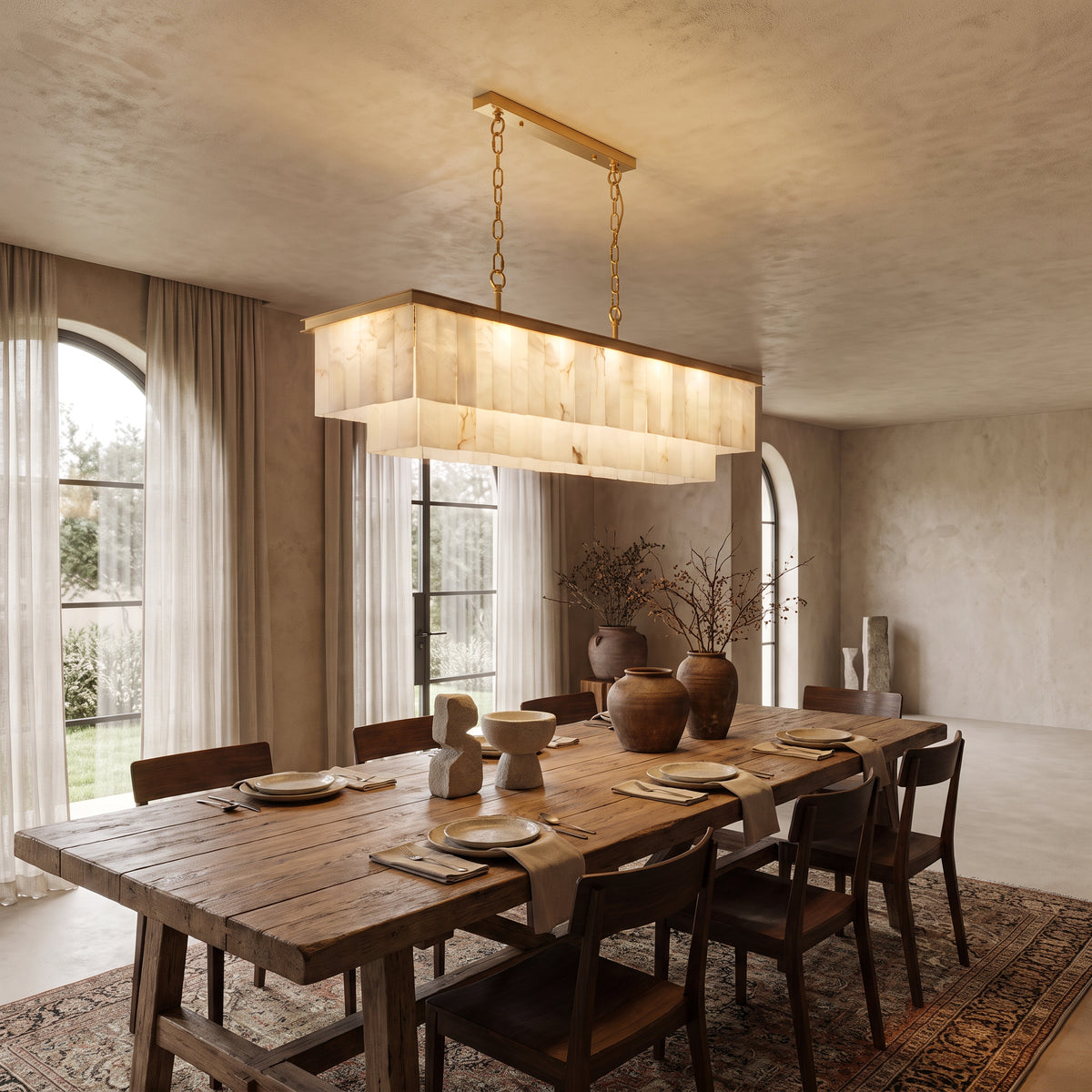 WOMO Rectangular Alabaster Chandelier-WM2854