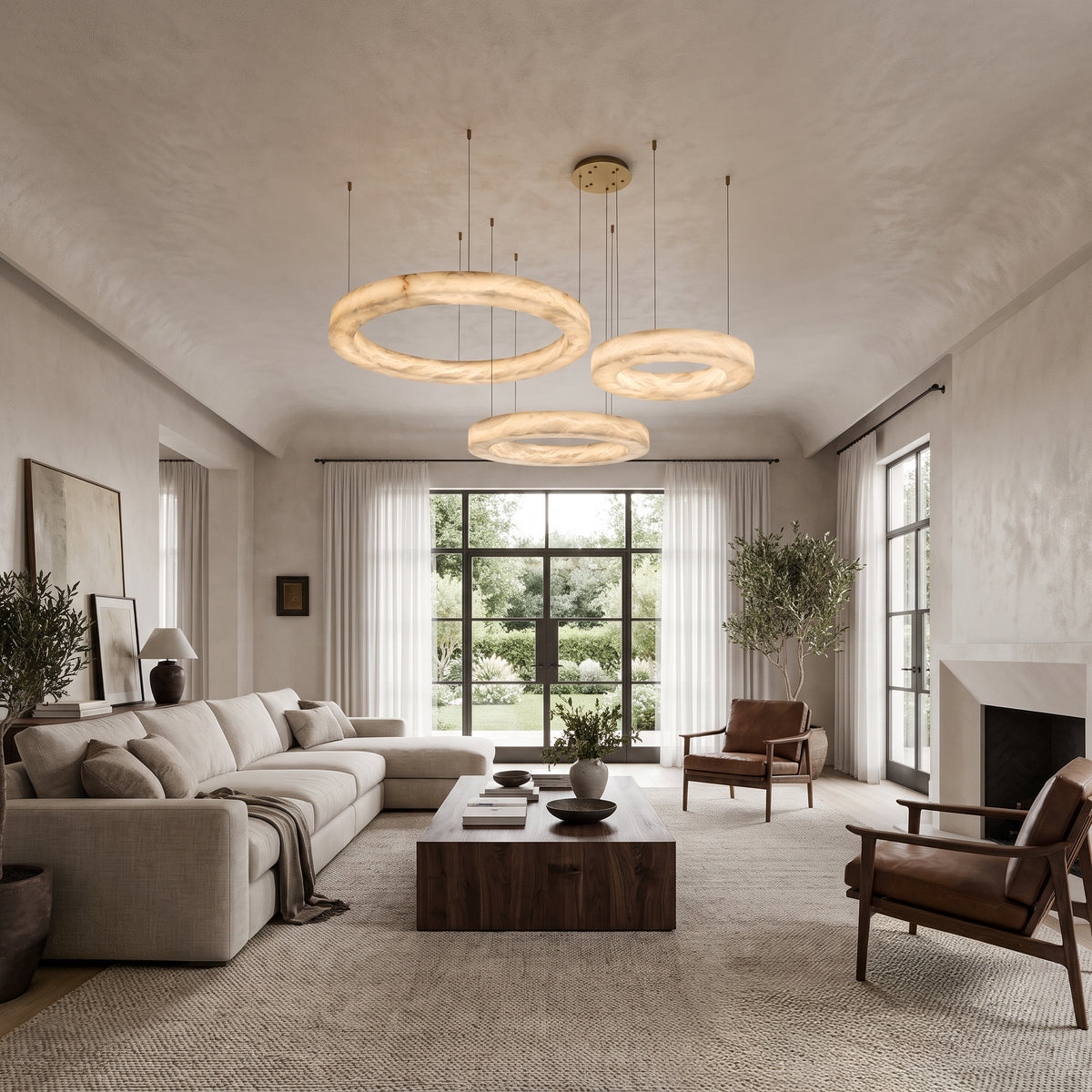 WOMO 3 Rings Alabaster Chandelier-WM2857