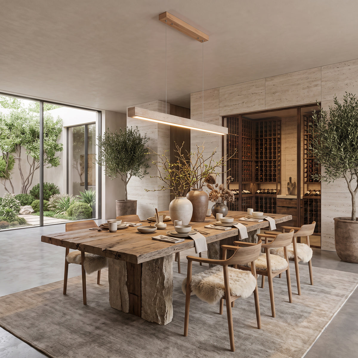 WOMO Linear Travertine Pendant Light-WM3086