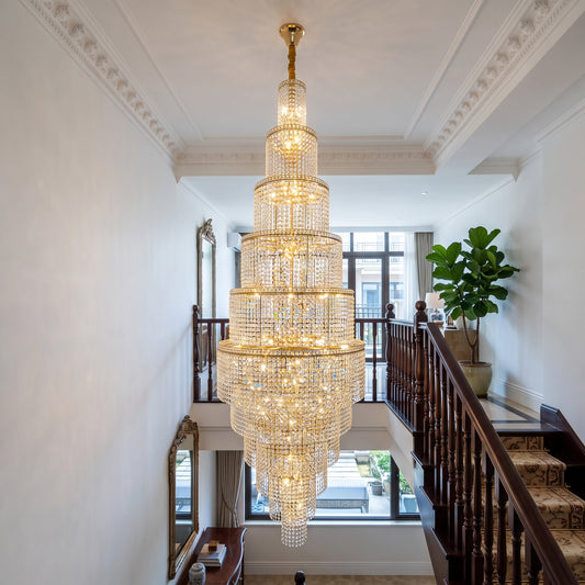 WOMO Tiered Crystal Foyer Chandelier-WM2386