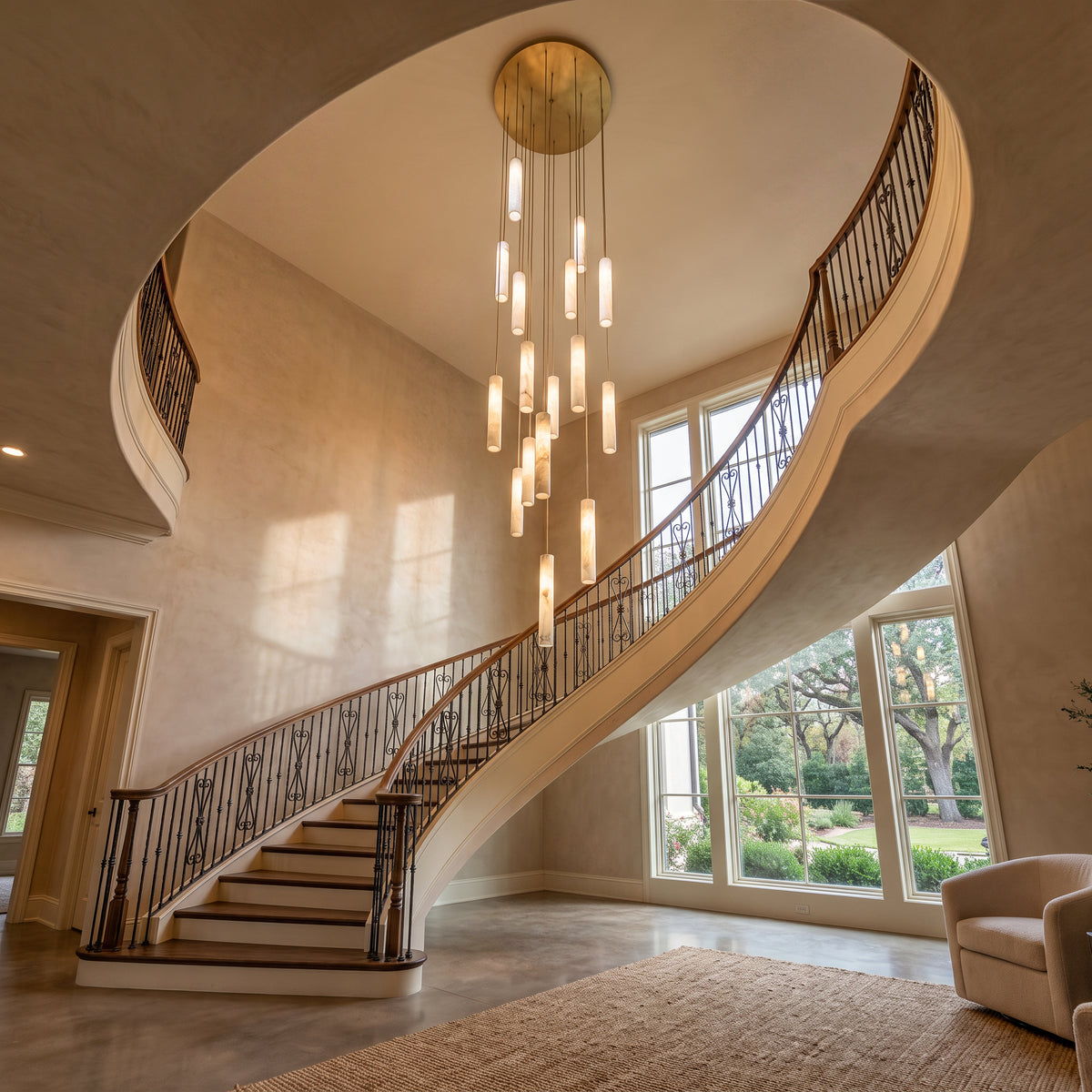 WOMO Alabaster Tube Staircase Chandelier-WM2881