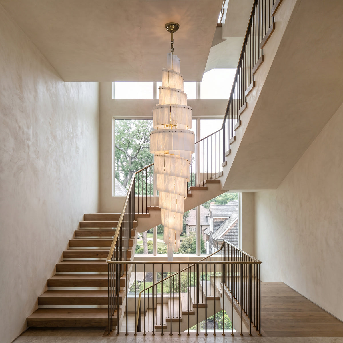 WOMO Tiered Alabaster Staircase Chandelier-WM2928