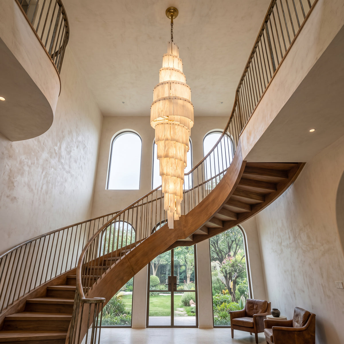 WOMO Tiered Alabaster Staircase Chandelier-WM2928