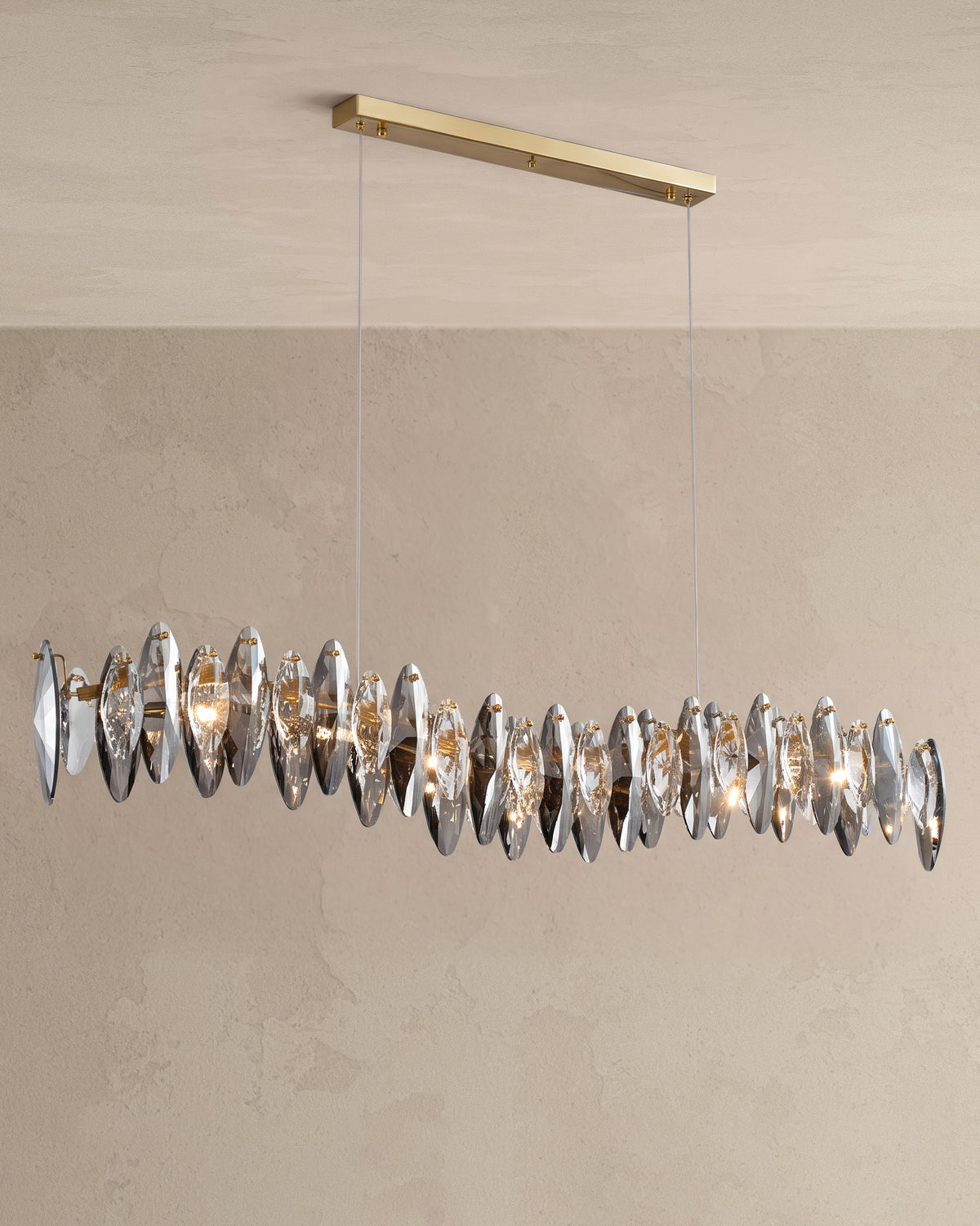 WOMO Smoked Crystal Linear Chandelier-WM2188