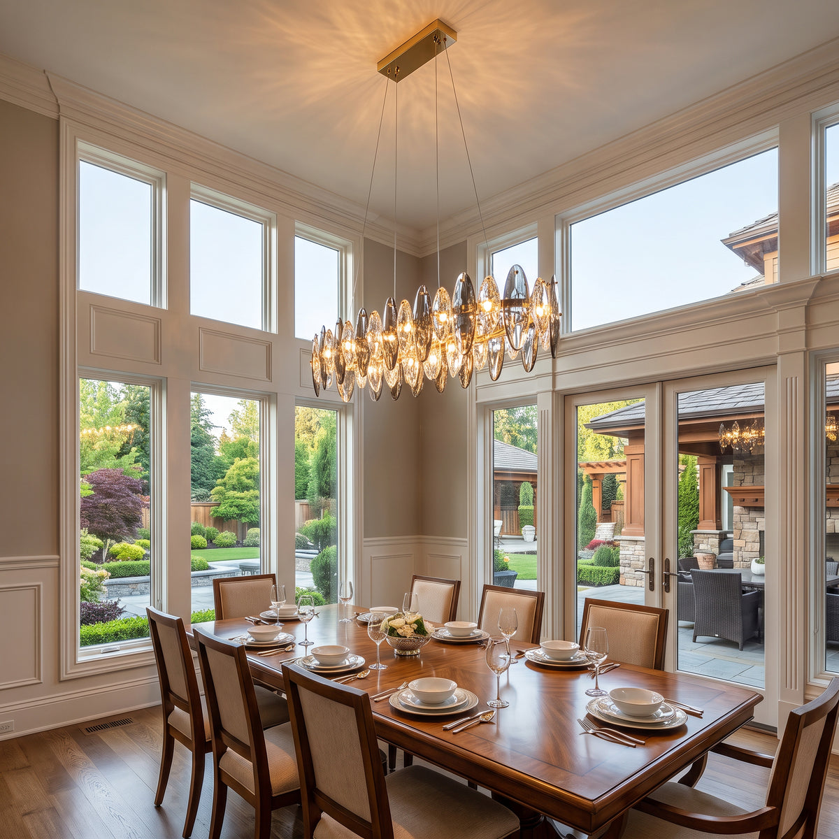 WOMO Smoked Crystal Linear Chandelier-WM2188