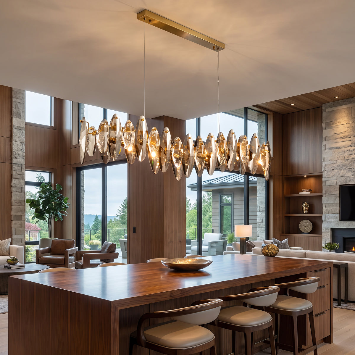 WOMO Smoked Crystal Linear Chandelier-WM2188