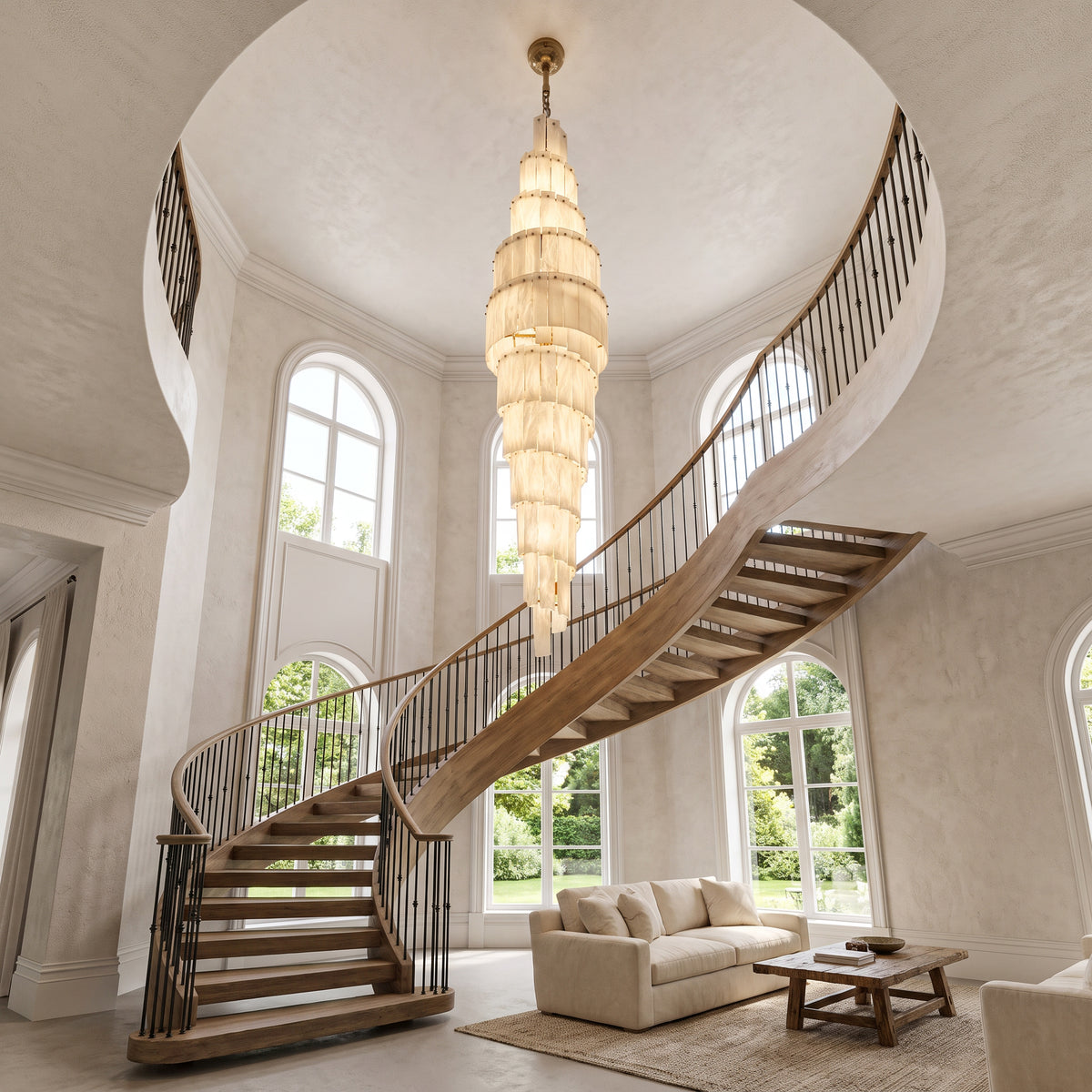 WOMO Tiered Alabaster Staircase Chandelier-WM2928