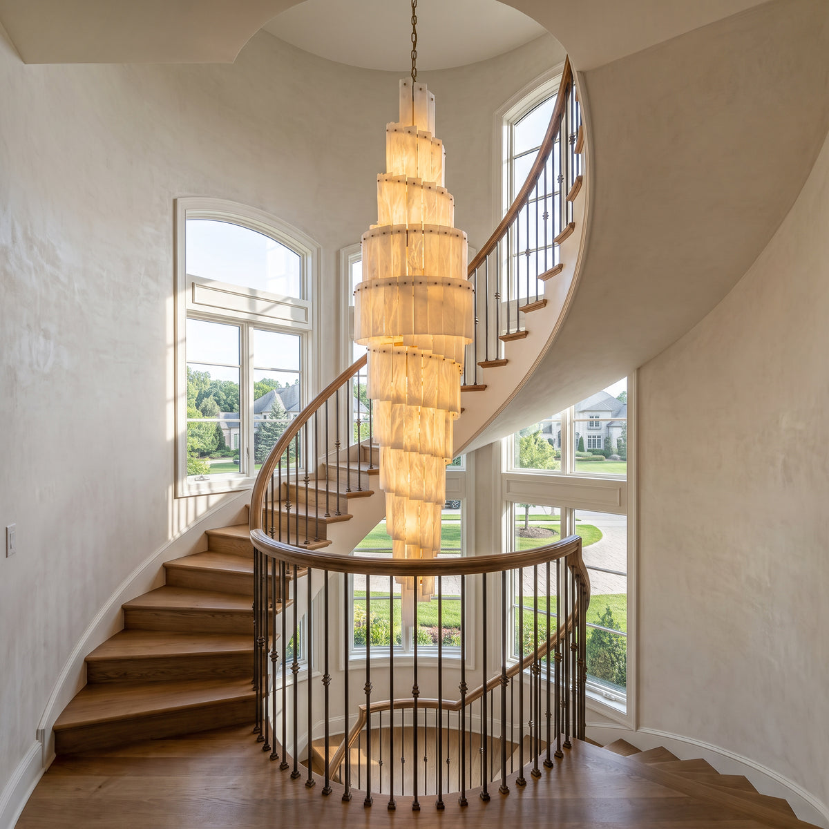 WOMO Tiered Alabaster Staircase Chandelier-WM2928