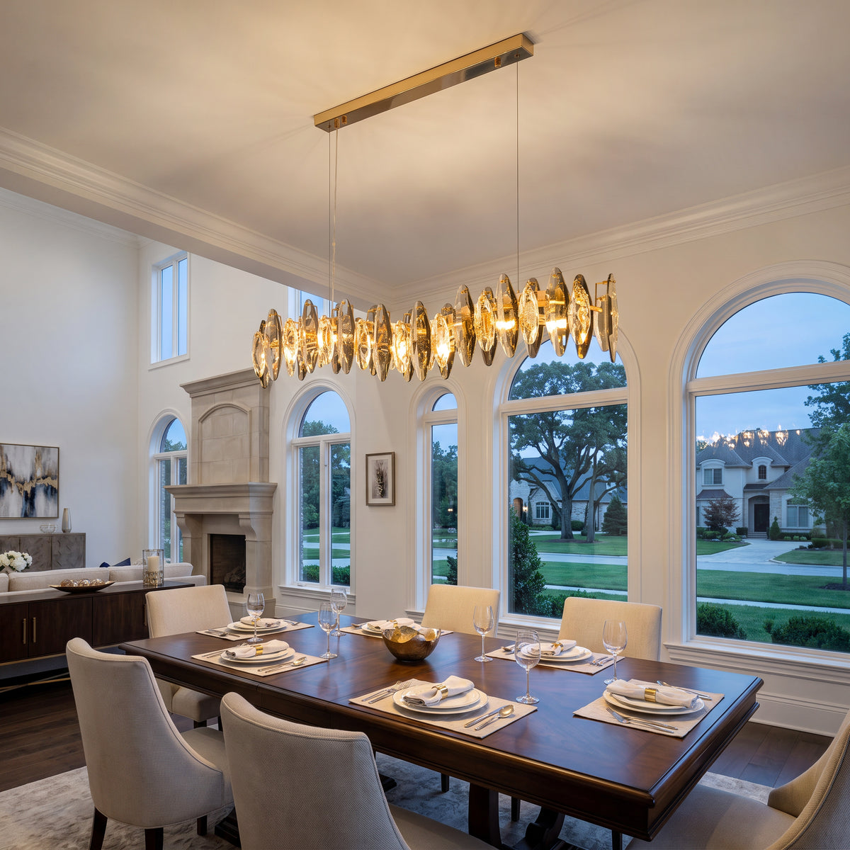 WOMO Smoked Crystal Linear Chandelier-WM2188