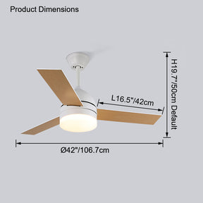 WOMO 42" 3 Wood Blade Ceiling Fan Lamp-WM5001