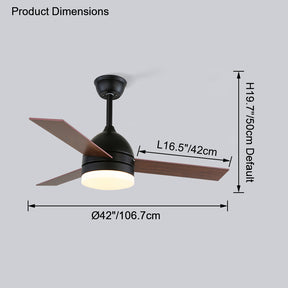 WOMO 42" 3 Wood Blade Ceiling Fan Lamp-WM5001