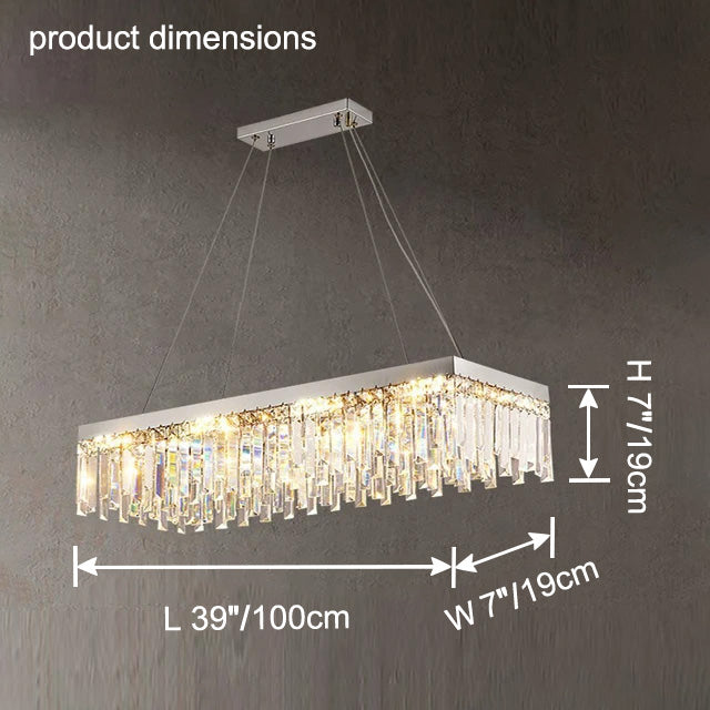 WOMO Rectangular Silver Crystal Chandelier-WM2702