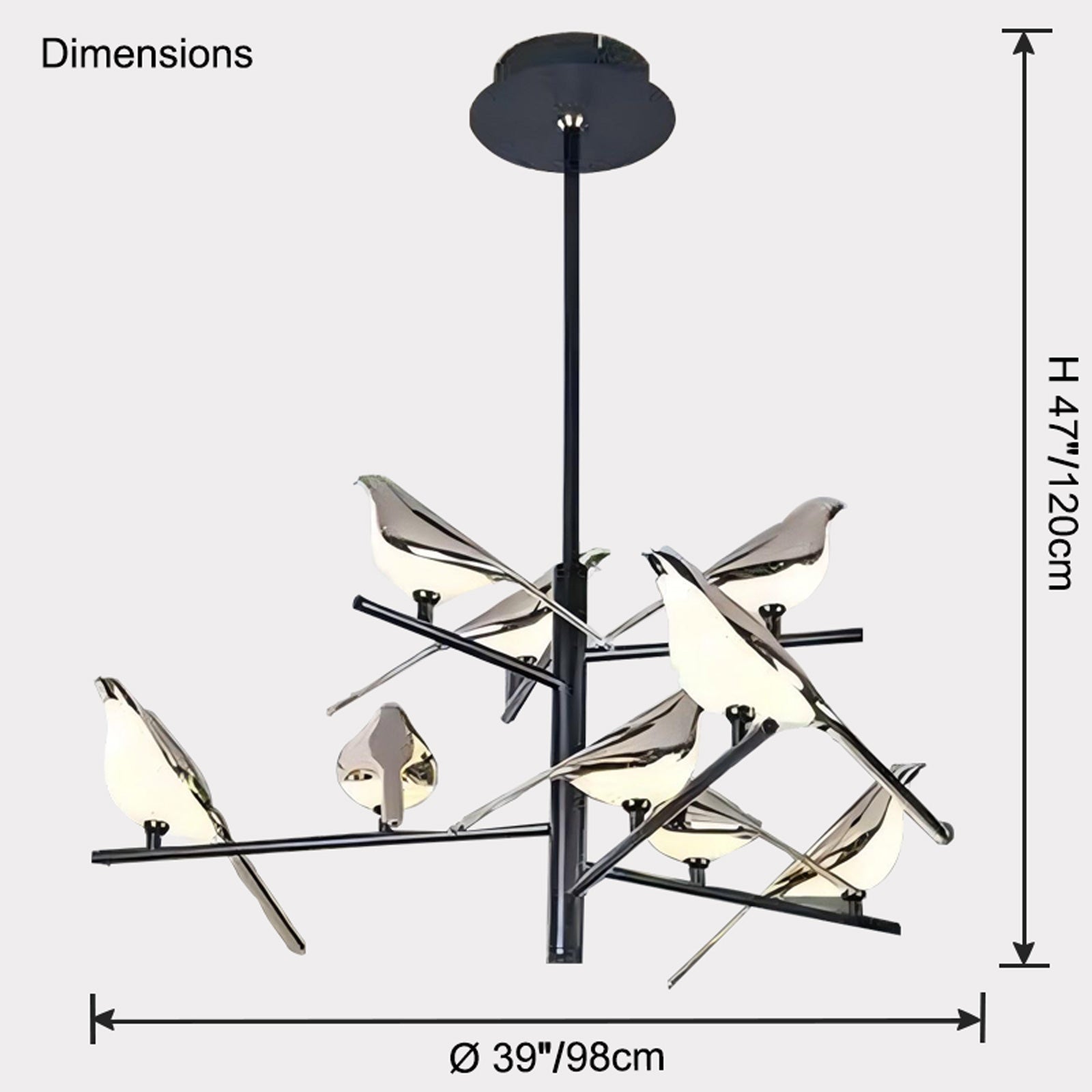 WOMO Gold Bird Branch Chandelier-WM2512c