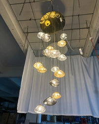 WOMO Cascading Blown Glass Pendant Chandelier-WM2101b