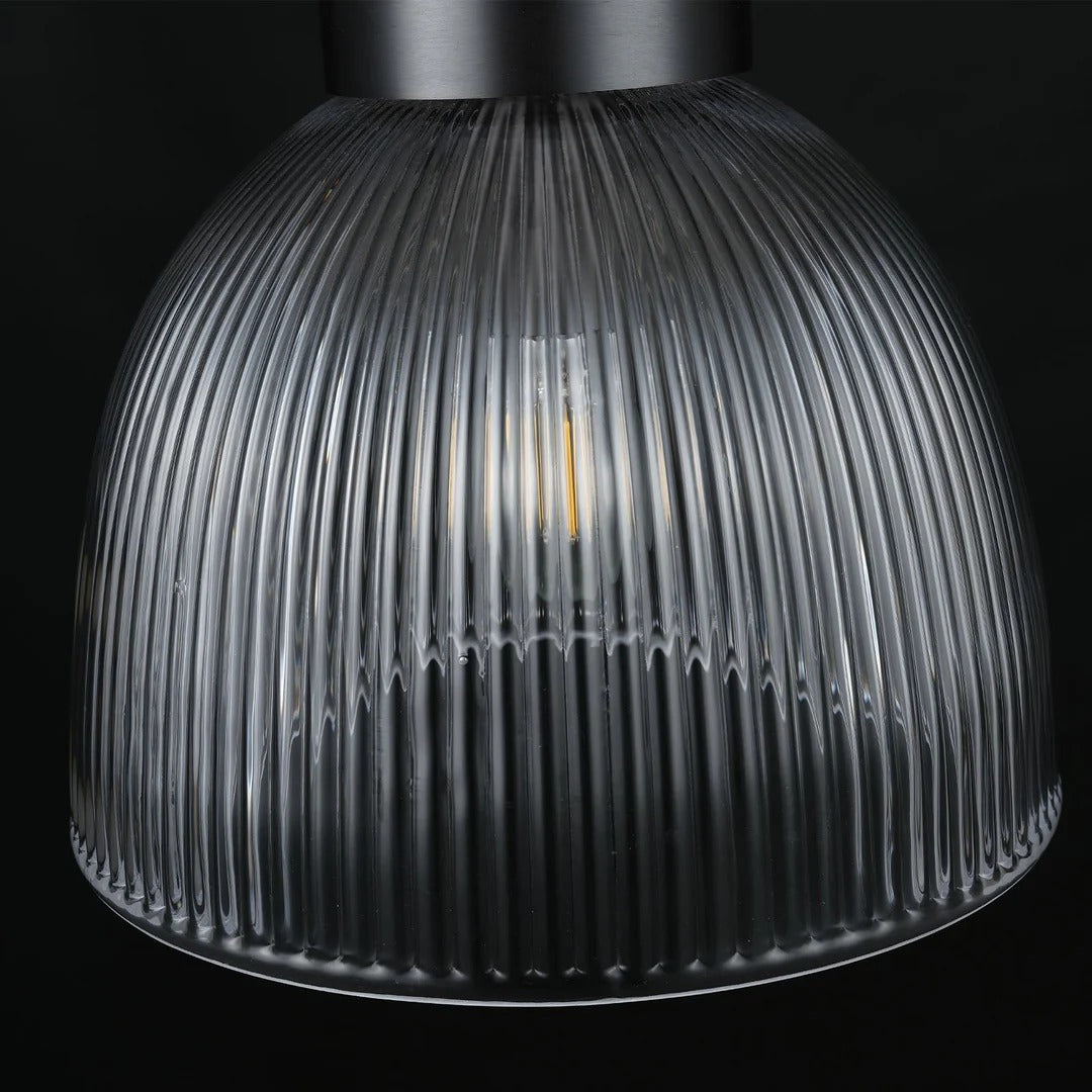 WOMO 10 Inch Ribbed Glass Dome Pendant Light - Machinist