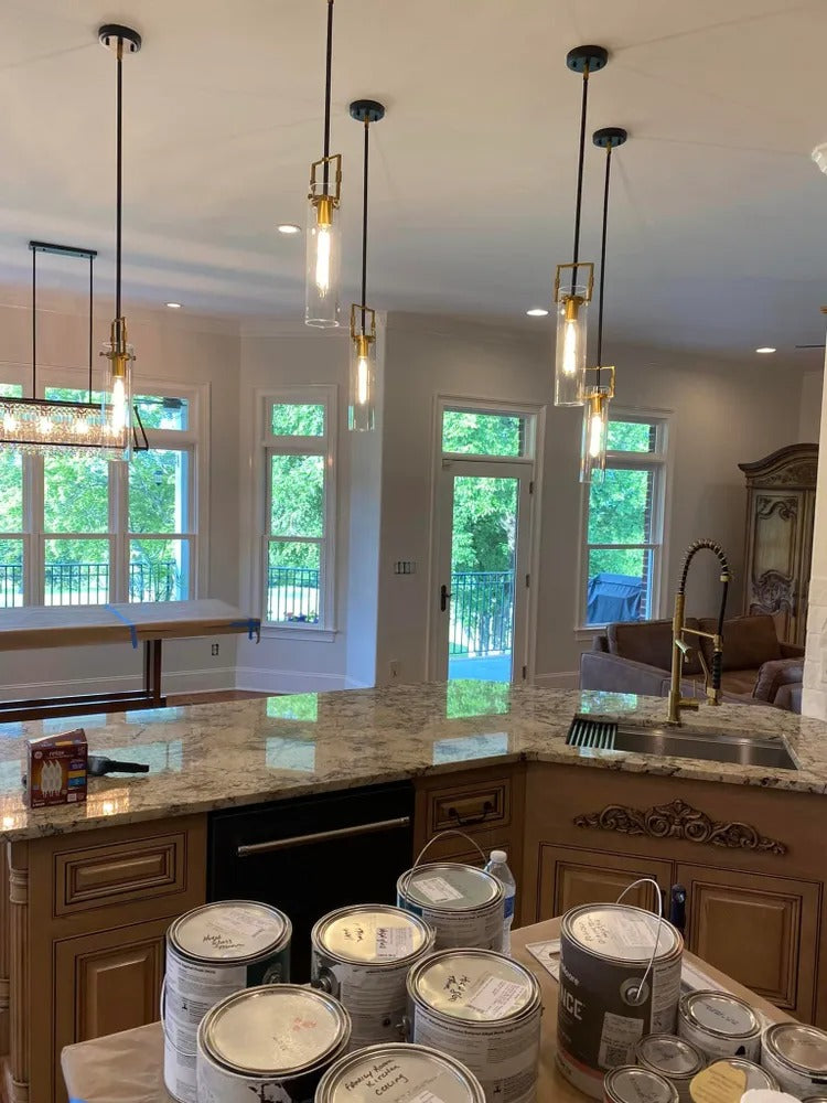 WOMO Clear Glass Cylinder Pendant Light - Machinist