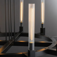 WOMO Fluted-Glass Candlestick Round Chandelier - Cannele