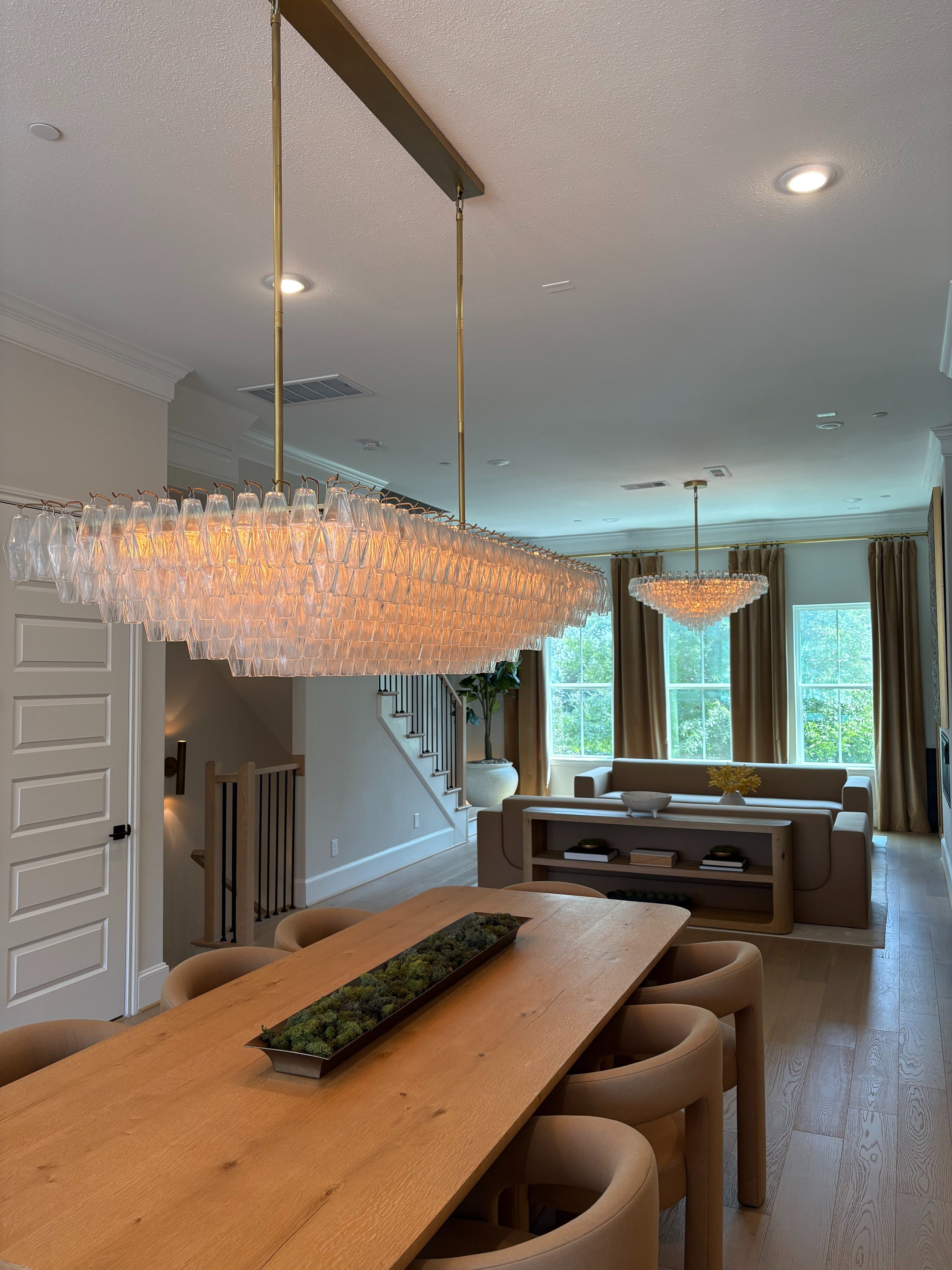 WOMO Clear Murano Glass Tiered Rectangular Chandelier - Chiara
