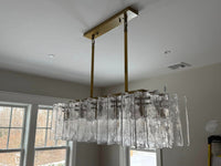 WOMO Clear Hammered Glass Rectangular Chandelier - Lattice