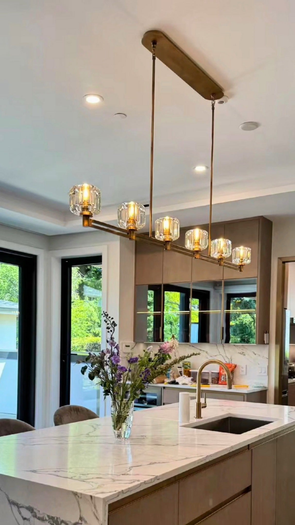 WOMO Crystal Linear Candle Chandelier - Demaret