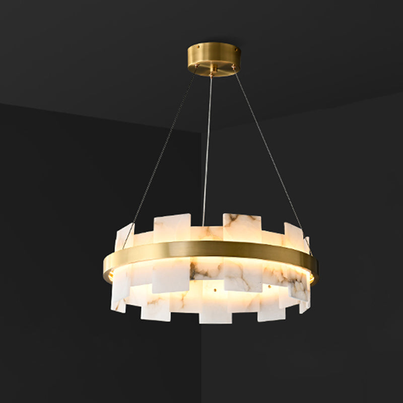 WOMO Gold Alabaster Round Chandelier-WM2394