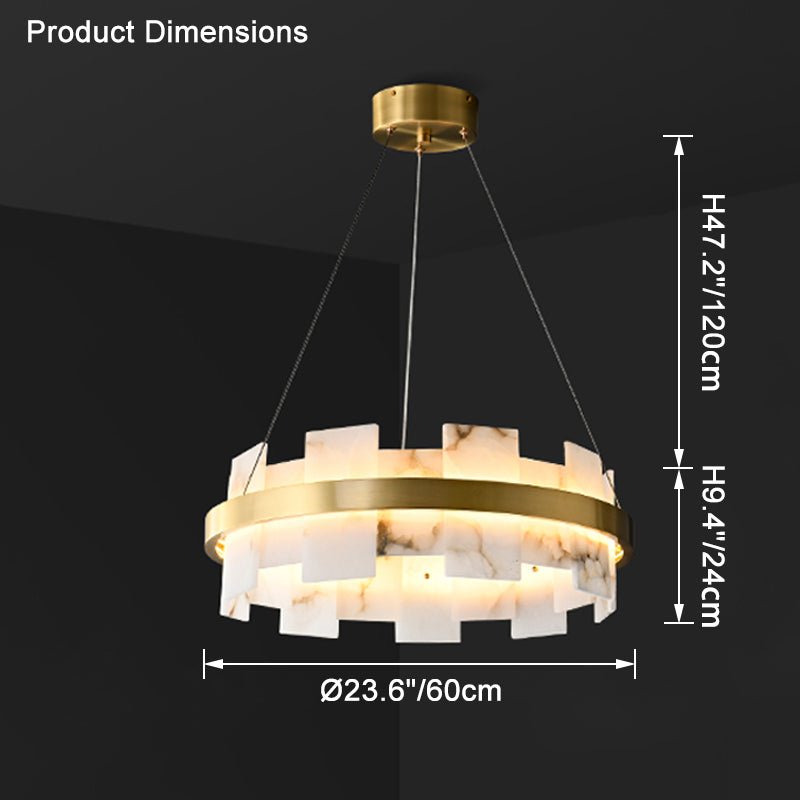 WOMO Gold Alabaster Round Chandelier-WM2394