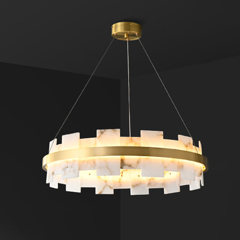 WOMO Gold Alabaster Round Chandelier-WM2394