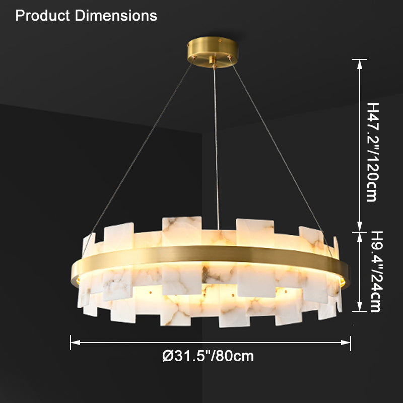 WOMO Gold Alabaster Round Chandelier-WM2394