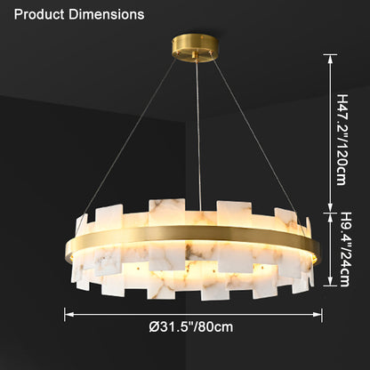 WOMO Gold Alabaster Round Chandelier-WM2394