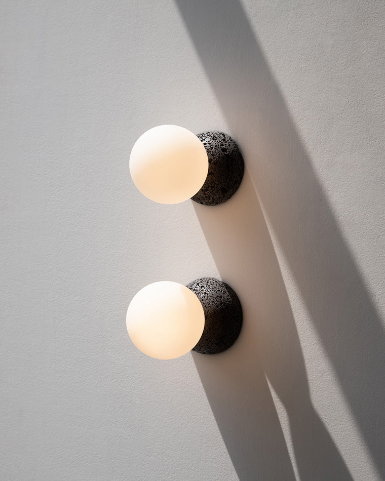 WOMO White & Black Glass Globe Wall Sconce-WM6103