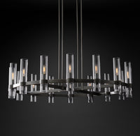 WOMO Cylindrical Glass Candle Round Chandelier - Ravelle