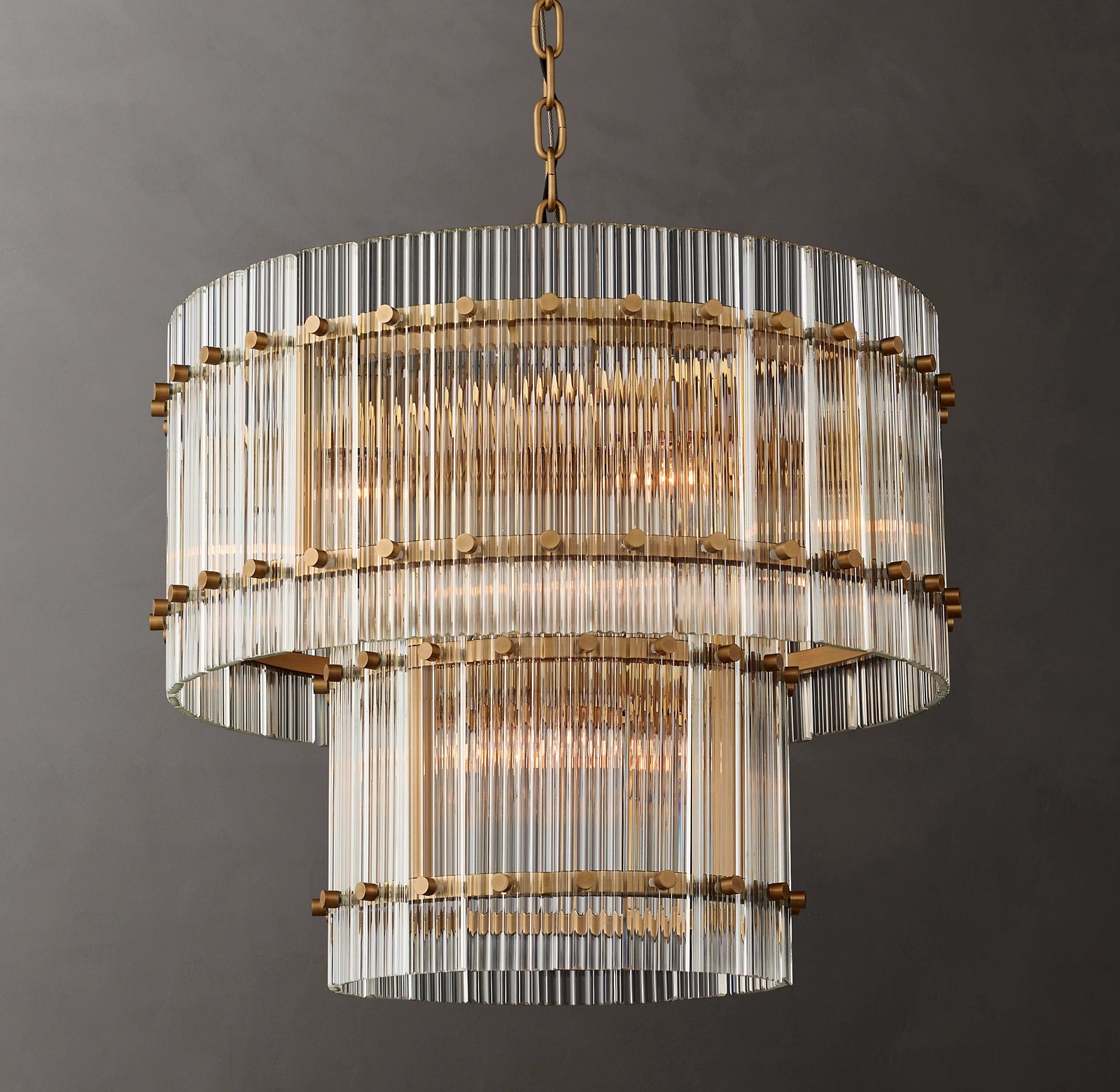 WOMO Ribbed Glass Two-Tier Chandelier - San Marco