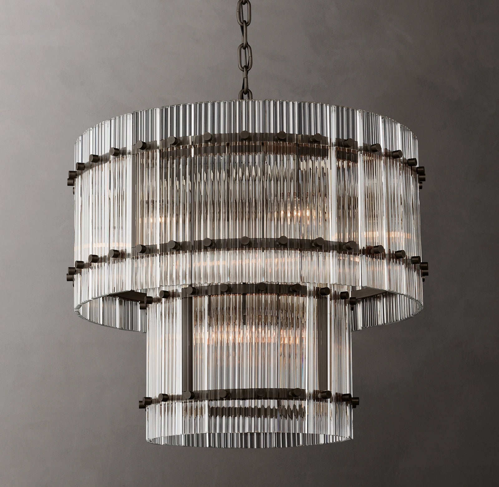 WOMO Ribbed Glass Two-Tier Chandelier - San Marco