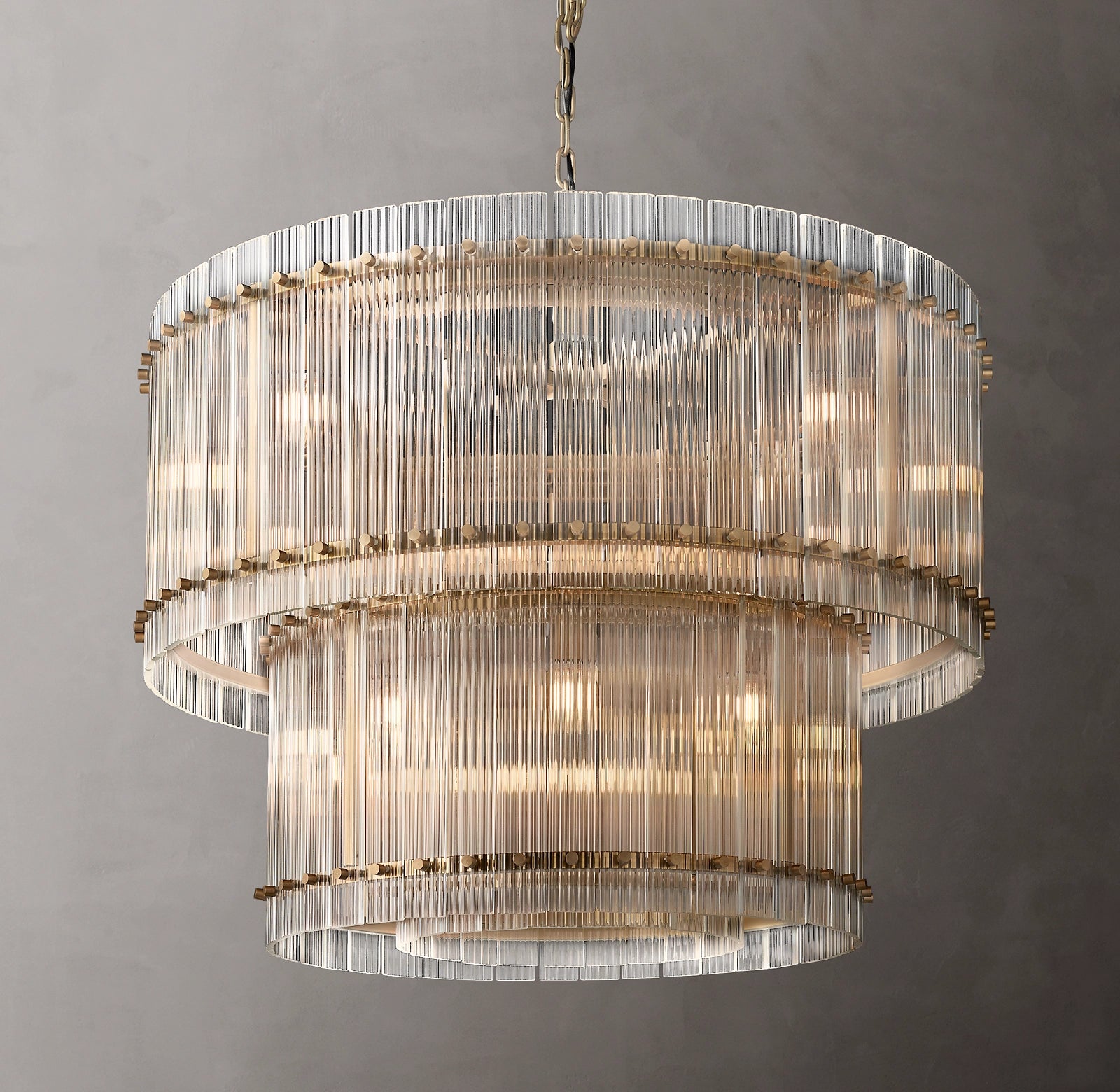 WOMO Ribbed Glass Two-Tier Chandelier - San Marco