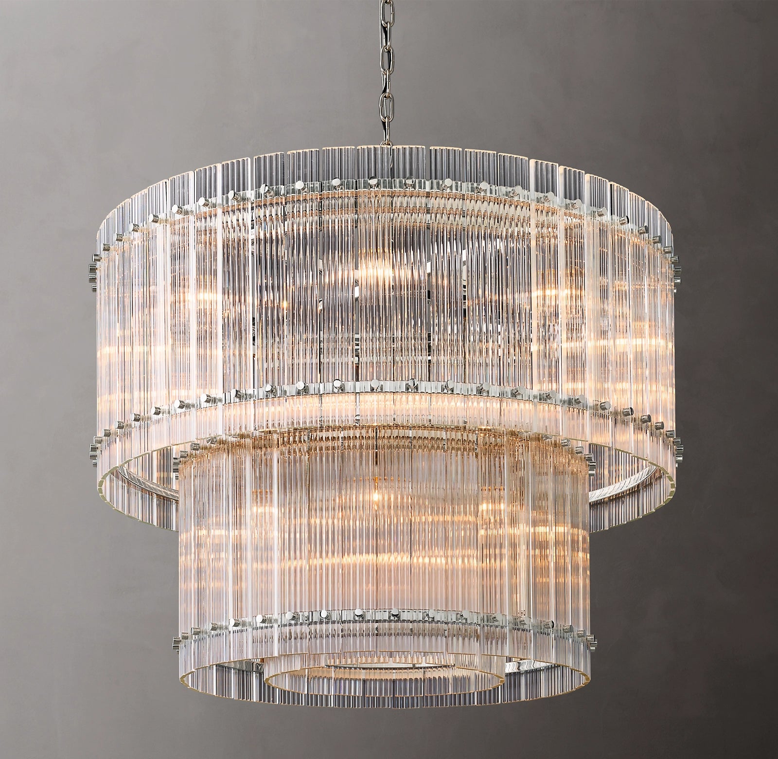 WOMO Ribbed Glass Two-Tier Chandelier - San Marco