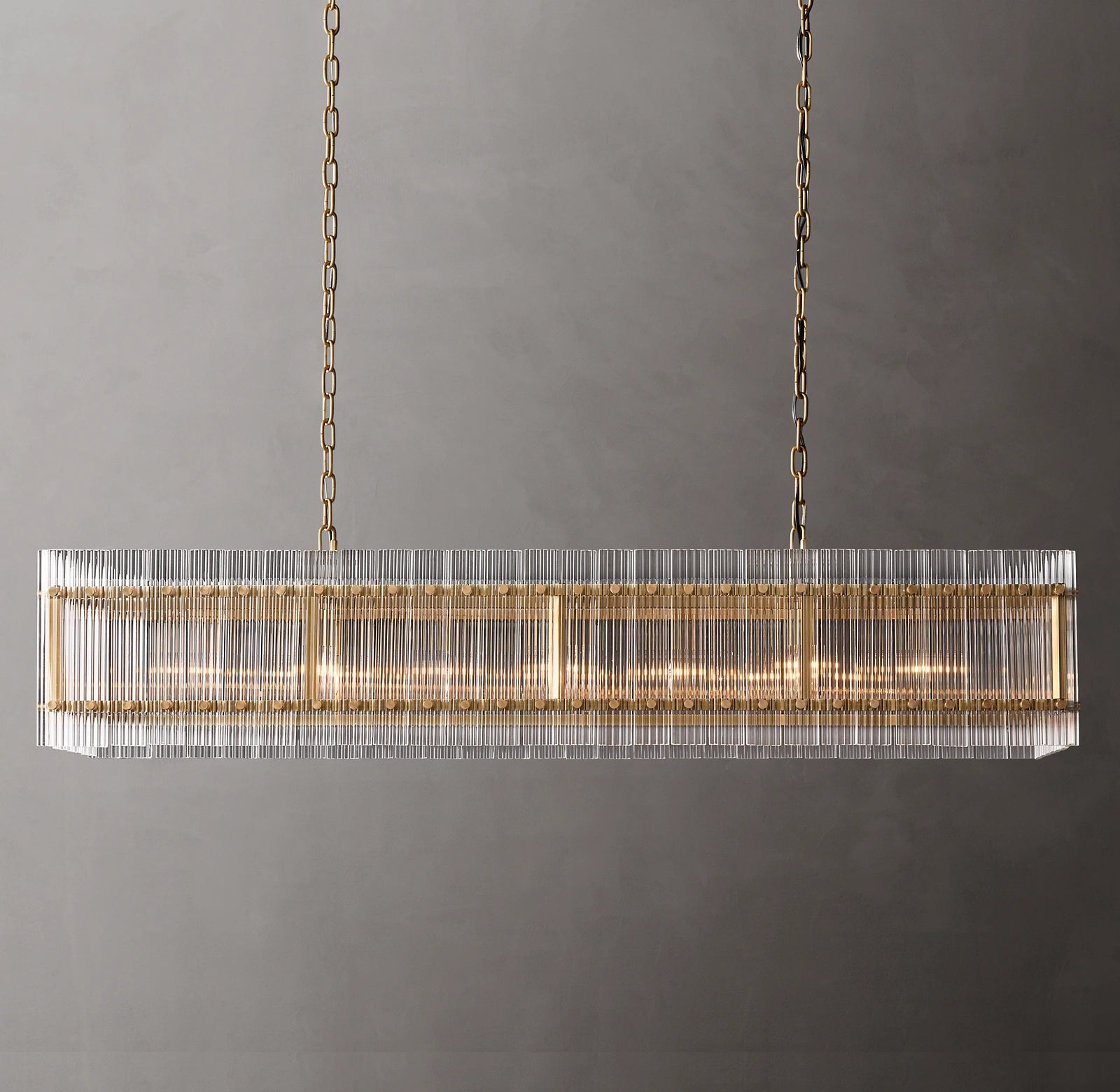 WOMO Ribbed Glass Rectangular Chandelier - San Marco