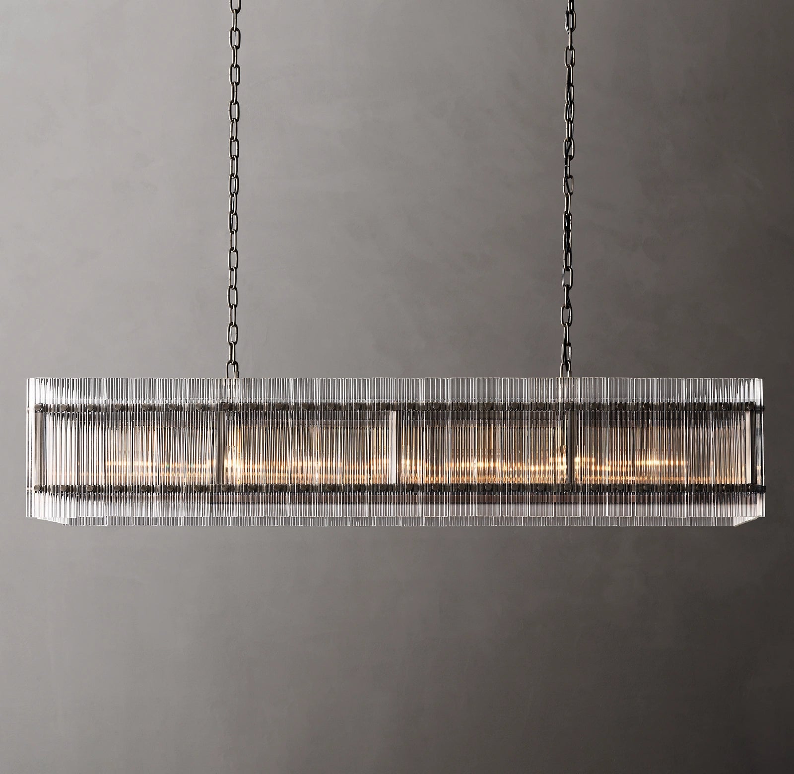 WOMO Ribbed Glass Rectangular Chandelier - San Marco