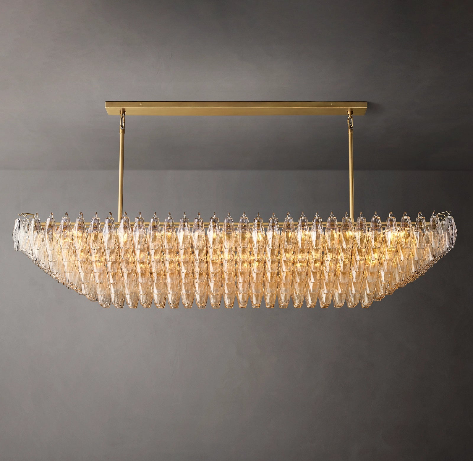 WOMO Clear Murano Glass Tiered Rectangular Chandelier - Chiara
