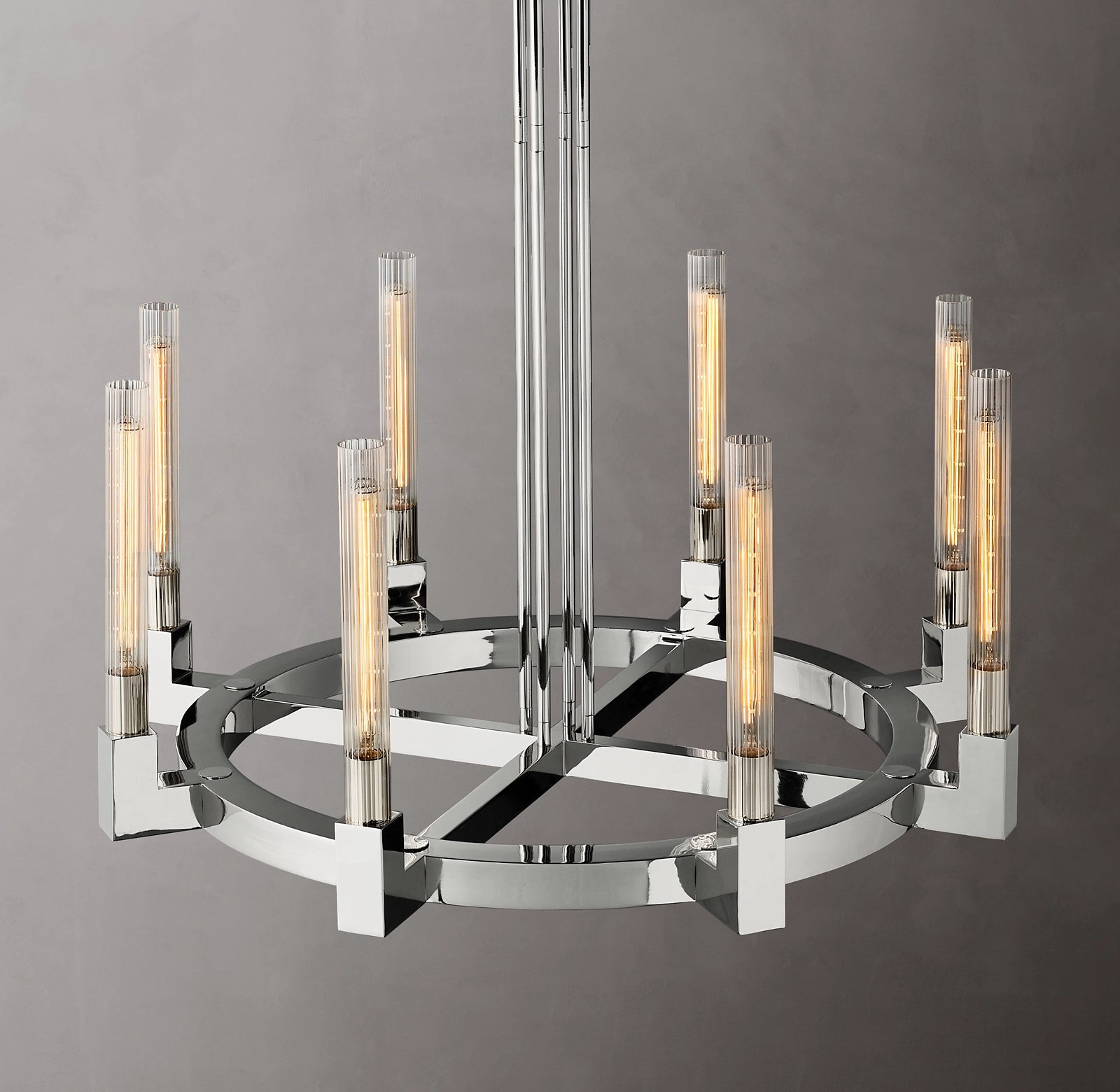 WOMO Fluted-Glass Candlestick Round Chandelier - Cannele