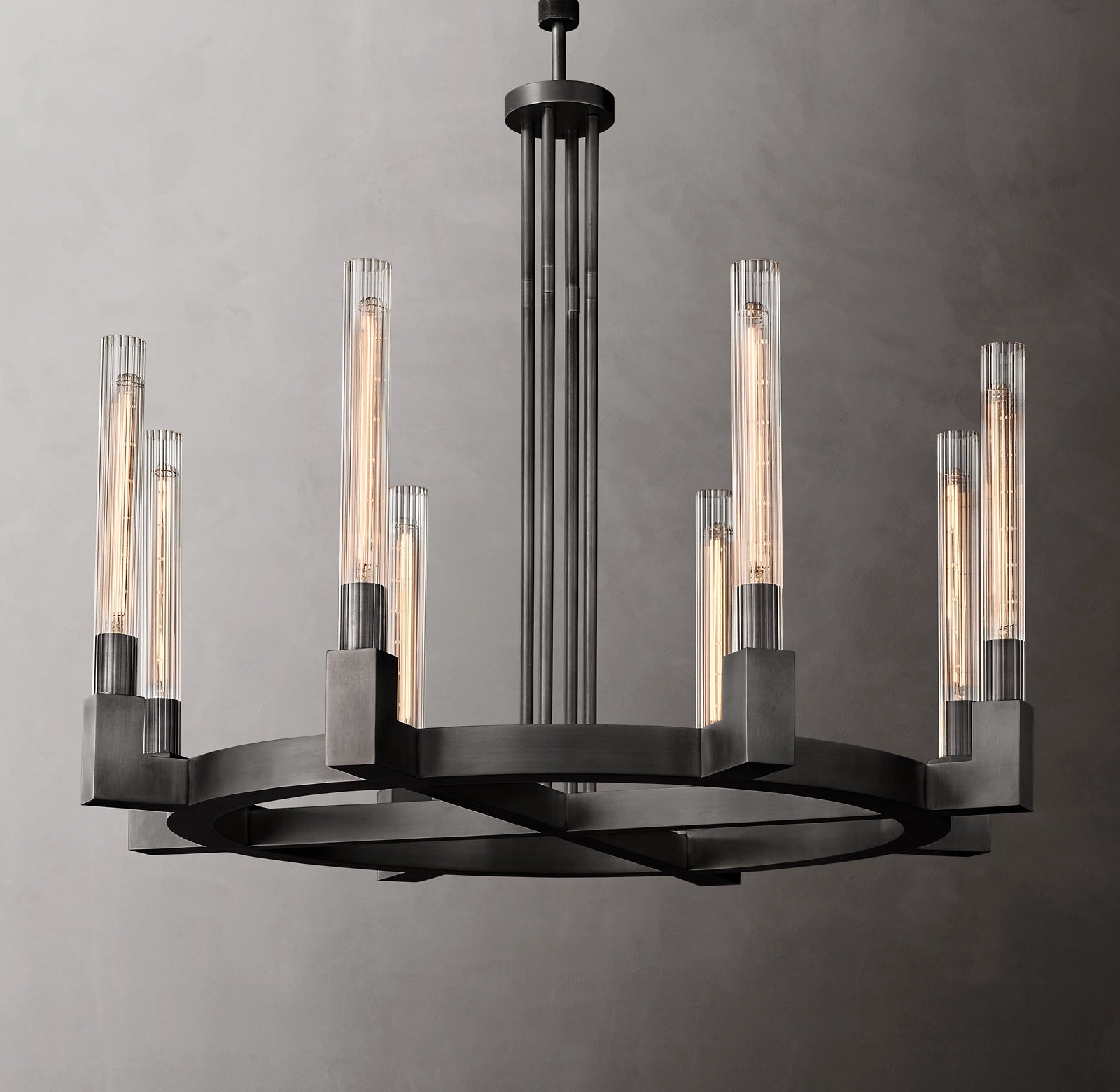 WOMO Fluted-Glass Candlestick Round Chandelier - Cannele