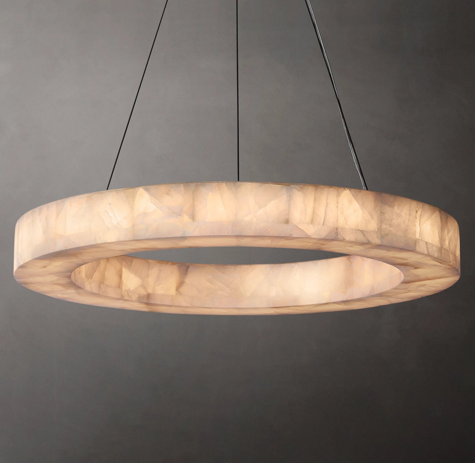 WOMO Lueur Round Alabaster Chandelier - Rivage