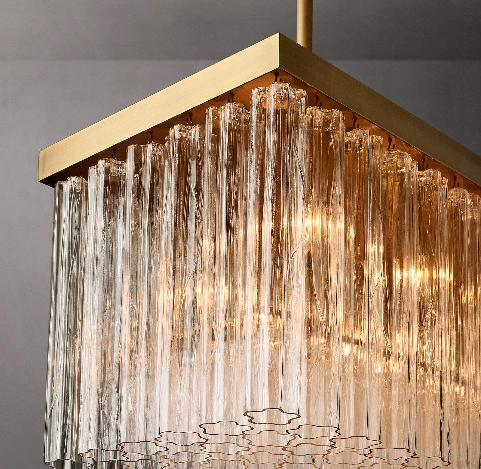 WOMO Tronchi Glass Rectangular Chandelier - Cielo