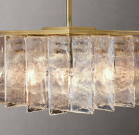 WOMO Clear Hammered Glass Rectangular Chandelier - Lattice