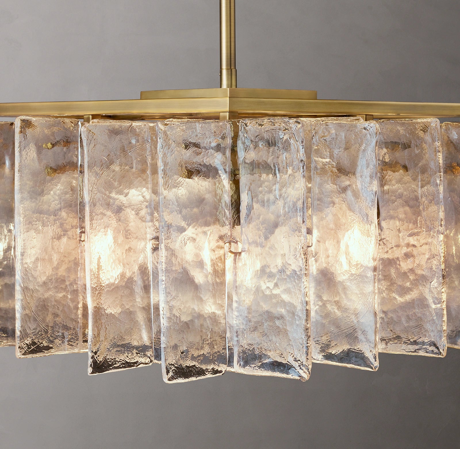 WOMO Clear Hammered Glass Rectangular Chandelier - Lattice