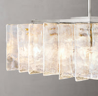 WOMO Clear Hammered Glass Rectangular Chandelier - Lattice