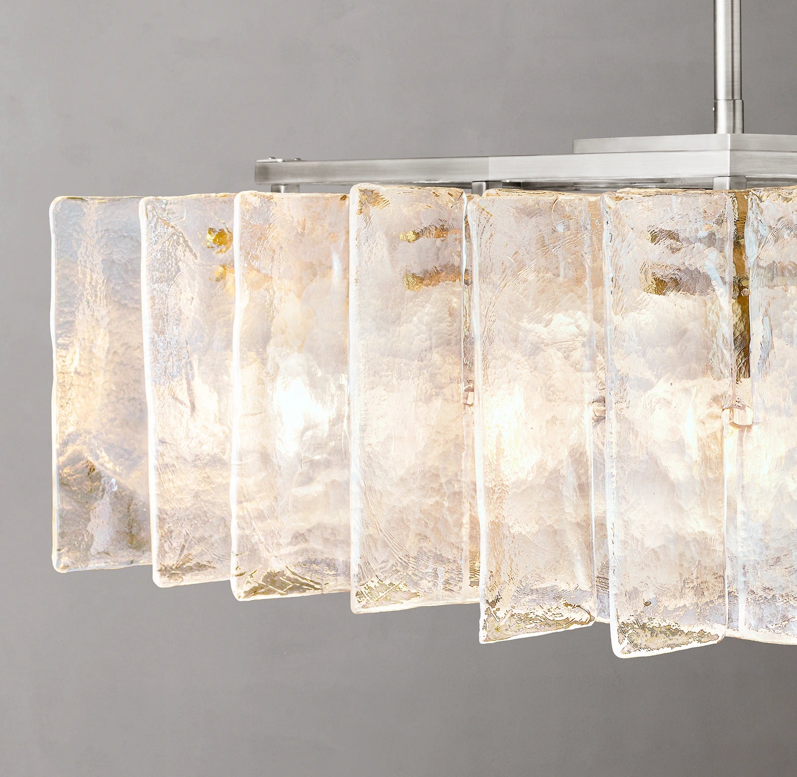 WOMO Clear Hammered Glass Rectangular Chandelier - Lattice