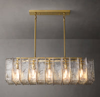 WOMO Clear Hammered Glass Rectangular Chandelier - Lattice