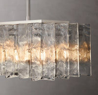 WOMO Clear Hammered Glass Rectangular Chandelier - Lattice