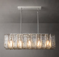 WOMO Clear Hammered Glass Rectangular Chandelier - Lattice