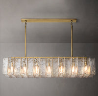 WOMO Clear Hammered Glass Rectangular Chandelier - Lattice